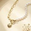 Accessory, pendant from pearl, trend fashionable necklace, European style, simple and elegant design