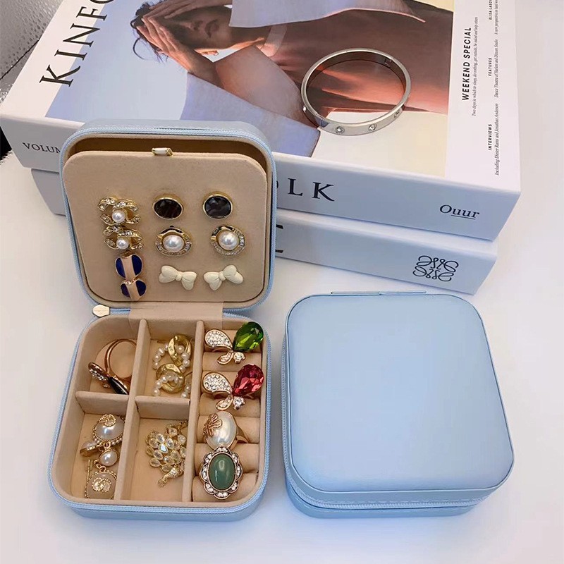 작은 더블 레이어 귀걸이-PU 라이트 블루; 10*10*5CM