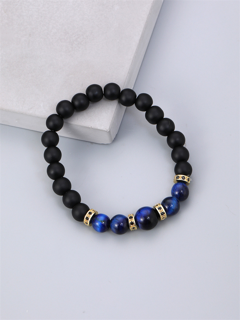simple frosted beaded diy 8/10mm blue tiger eye stone bracelet