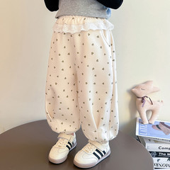 子供の衛ズボンのゆったりした版の2025春秋の新型の運動のズボンの女の子のレースのズボンの赤ちゃんの洋気のカジュアルなズボン