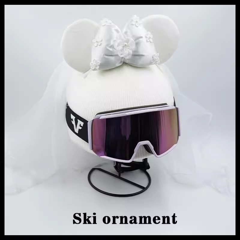 Ski Hat with Veil Ski Helmet Cover Decoration Cute Snowboard Paragliding