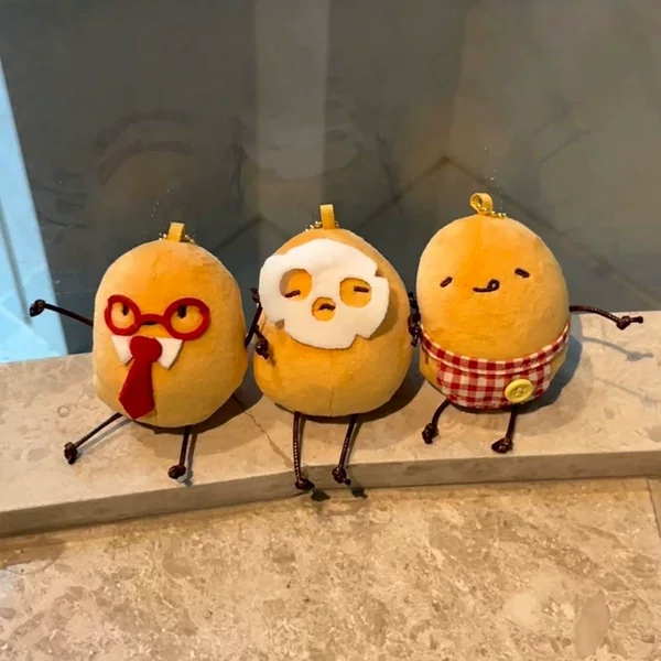 New creative hamburger and fries cute potato plush backpack pendant couple accessory doll girl keychain