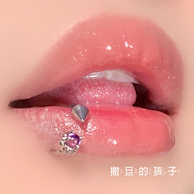 Labret stud lip piercing jewelry styling detail