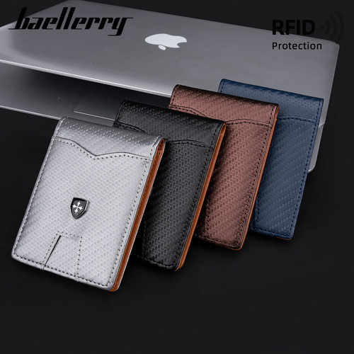 Men's Card Holder Business 50% Off RFID Magnetic Carbon Fiber Texture Leather Card Case Wallet US Dollar Bag Coin Purse