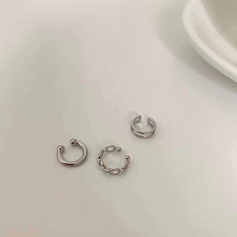 ピアスのないシンプルイヤークリップ3点セット、フェミニン、韓国風、レトロ感、シンプル、おしゃれ、万能、コールドスタイルイヤークリップ|undefined