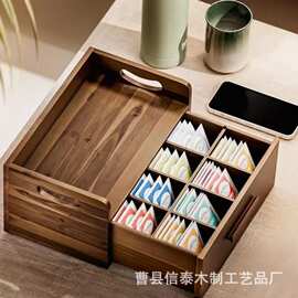 木质茶包收纳盒桌面抽屉式咖啡胶囊茶包多格分类收纳盒茶具整理架