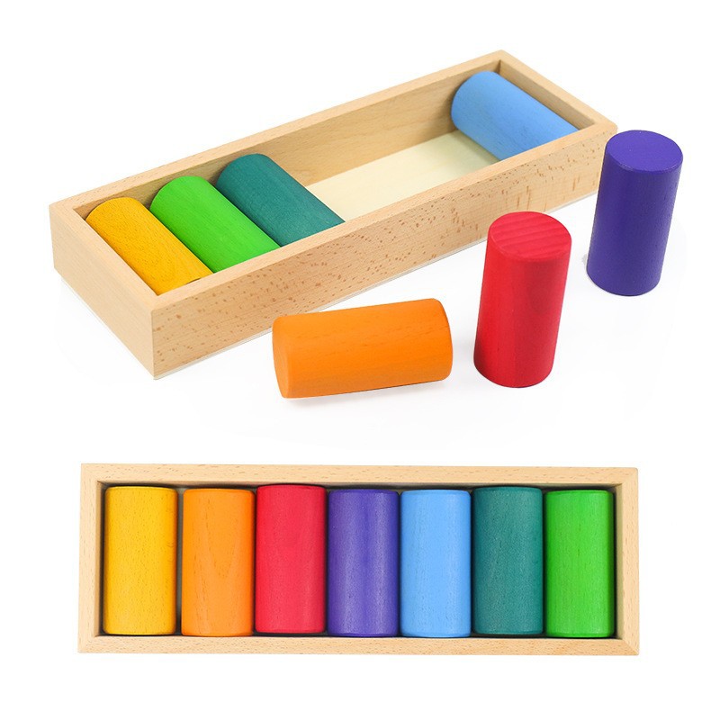 Bloques de construcción de arco iris para niños de madera juguetes bebé color cognición educación infantil altura apilamiento 3-10 años Juguetes