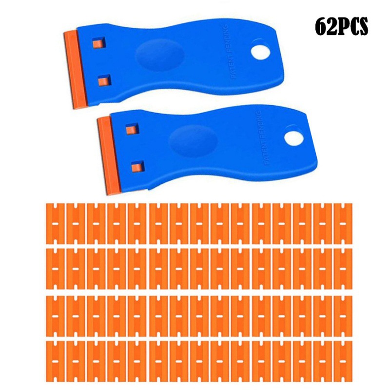 62件塑料刮刀密封刮板剃刀刀片组合去除胶水贴纸贴花车窗玻璃清洁