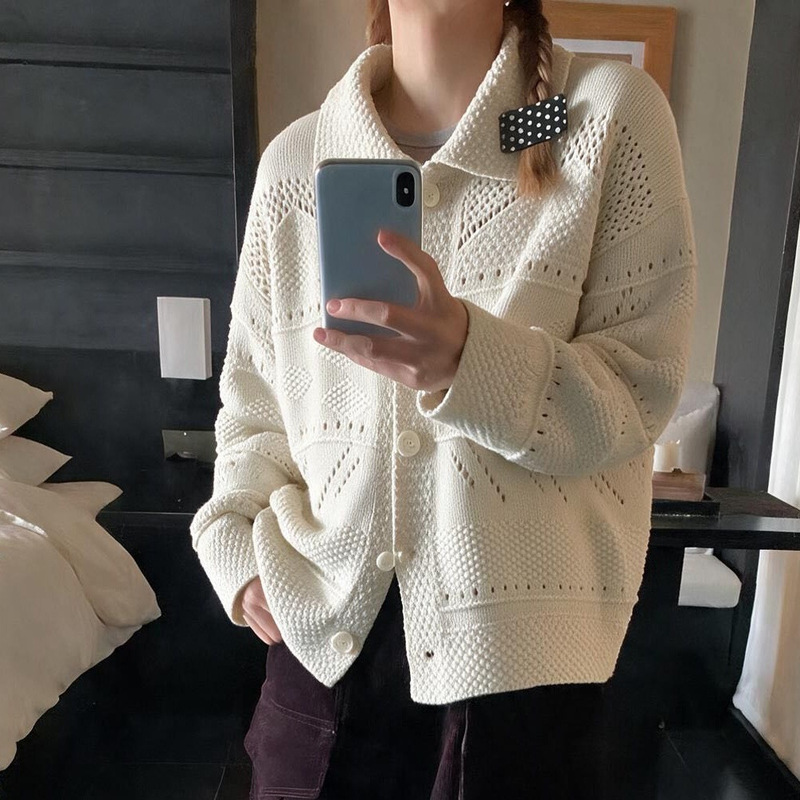 Korean-style exquisite crochet sweater jacket for women, 2026 new autumn and winter loose versatile knitted cardigan top for women 1652 Korean-style exquisite crochet sweater jacket for women, 2026 new autumn and winter loose versatile knitted cardigan top for women 1652