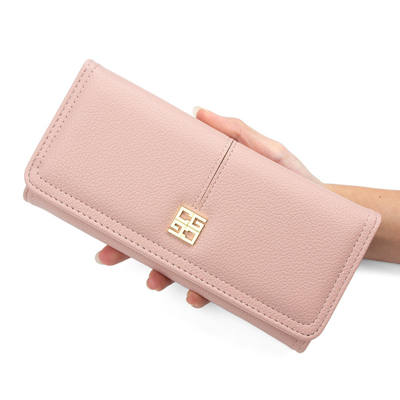 Elegant and stylish simple women's long wallet with large capacity, multiple card slots, ID holder, zipper coin purse, clutch bag