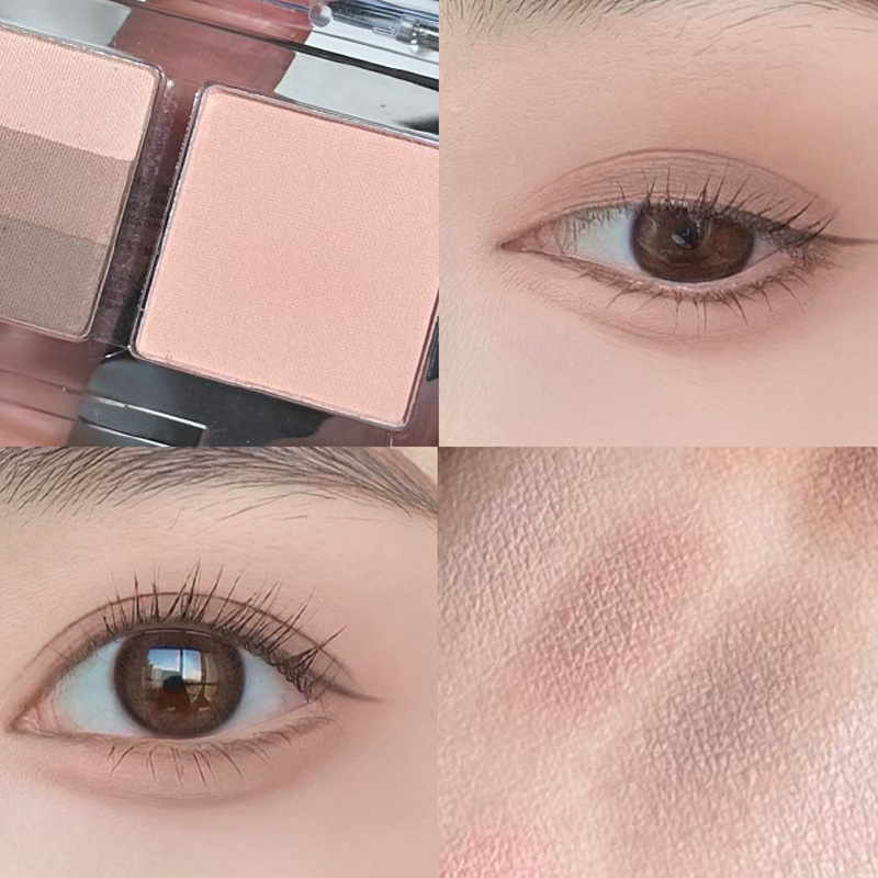 HERORANGE ~ Sombra de ojos de cuatro colores Shuangpin, color tierra, sombra de ojos perezosa multiusos, rubor, degradado, mate natural bajo