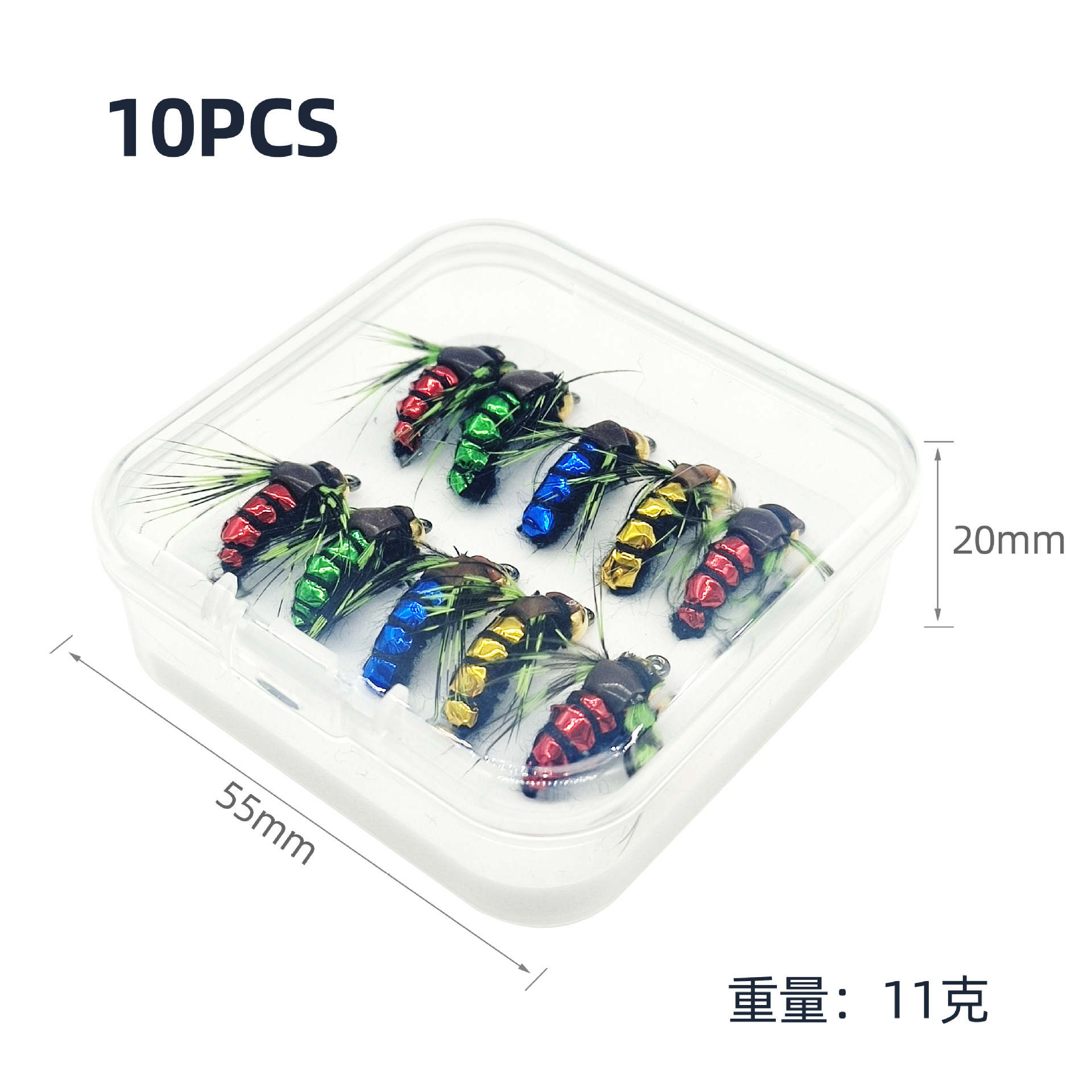 XB022 Green Wing Kung Fu mosca pequeña mosca grande pesca con mosca micro-objeto Lu Ya gancho de pelo cebo para mosca lubina pez mandarín