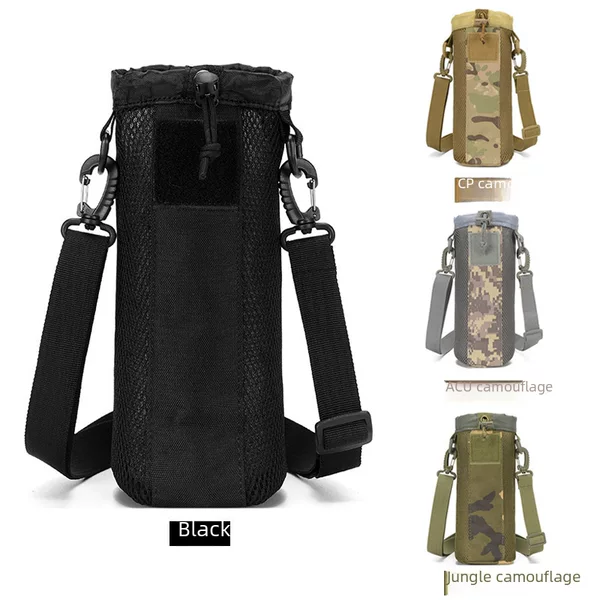 Military Enthusiasts' Portable Molle Water Bottle Bag, Outdoor Hiking Mesh Fabric Thermal Cup Hanging Bag, Shoulder Bag Wholesale