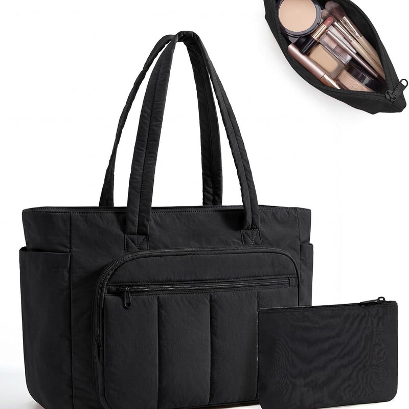 Women's Handbag, Teacher's Handbag with Insulated Compartment, Puffer-Style Laptop Work Handbag