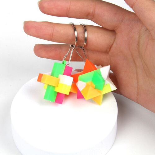 Plastic Kong Ming Lock Mini Building Blocks Creative Nostalgic Assembly Ball Children's Toy Rubik's Cube Ball DIY Keychain
