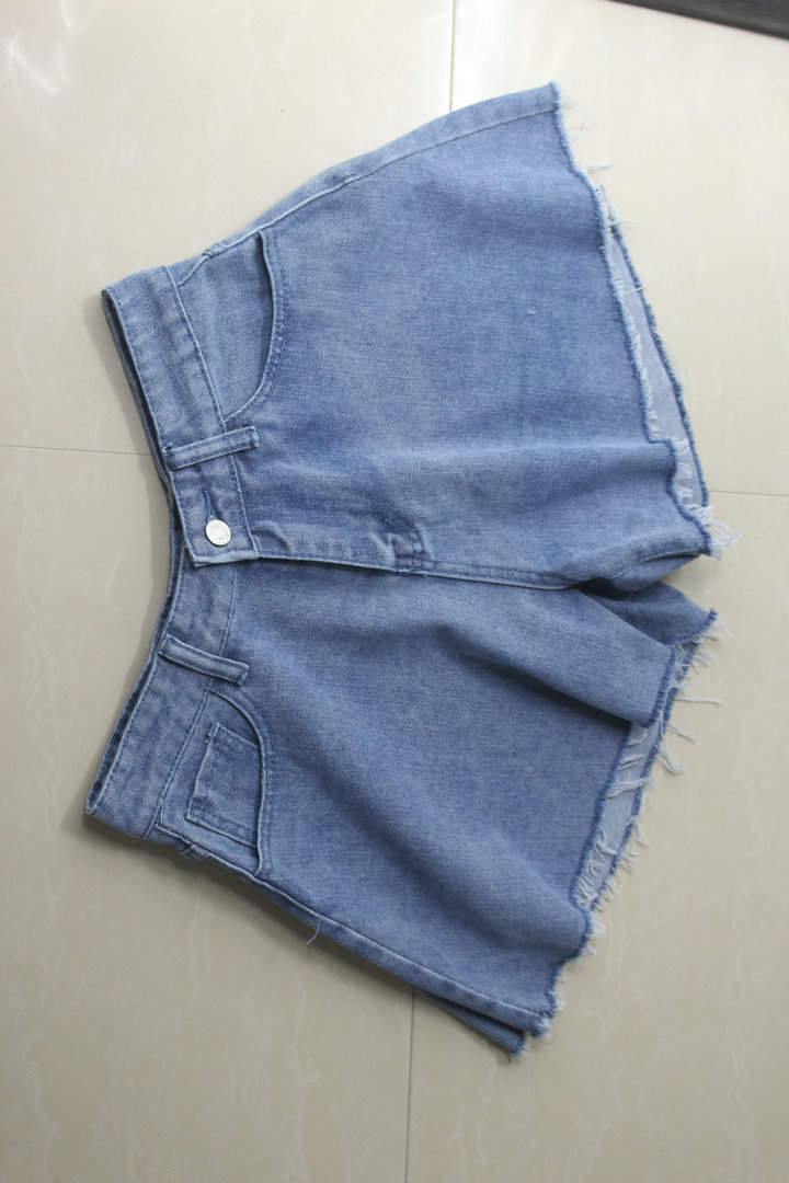 High Waist Washed Wide Leg Denim Shorts NSJRM81849