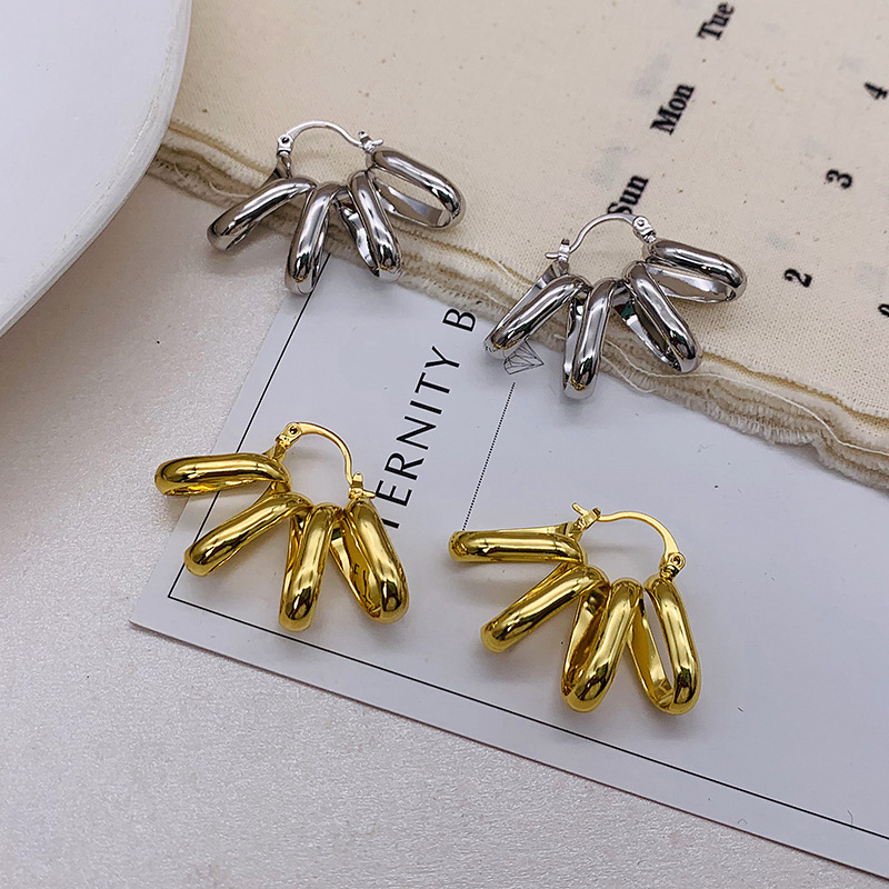 Fashion Simple Plated Gold Geometric Ear Drop Metal Earring display picture 1