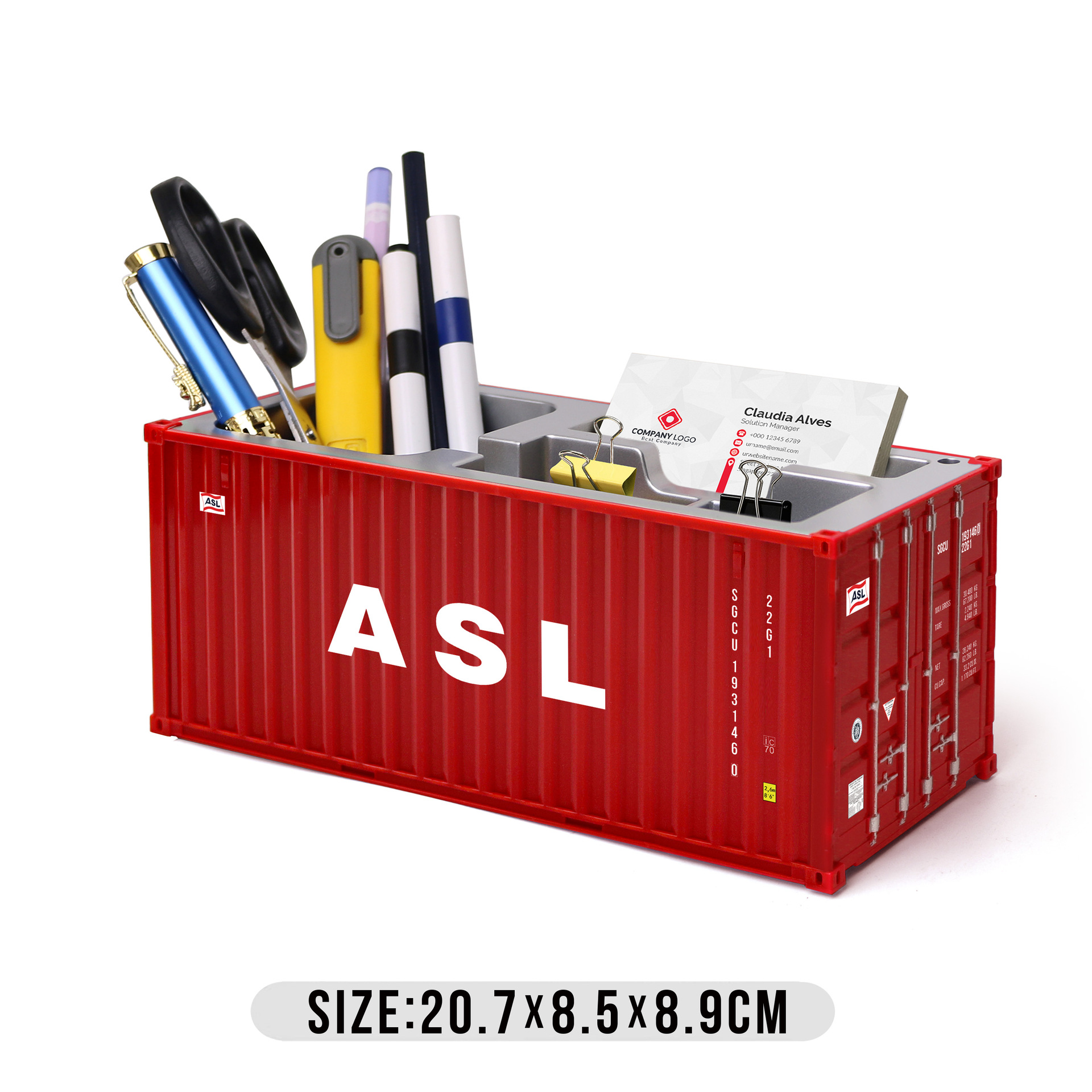Caja de tarjetas de visita de ASL Pen Holder