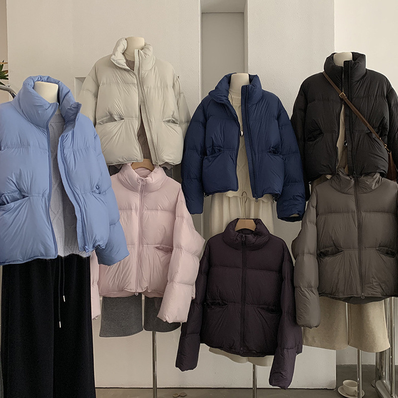 欧玛莱 白鸭绒立领色羽绒服女冬季新款显瘦保暖面包服外套潮 5116