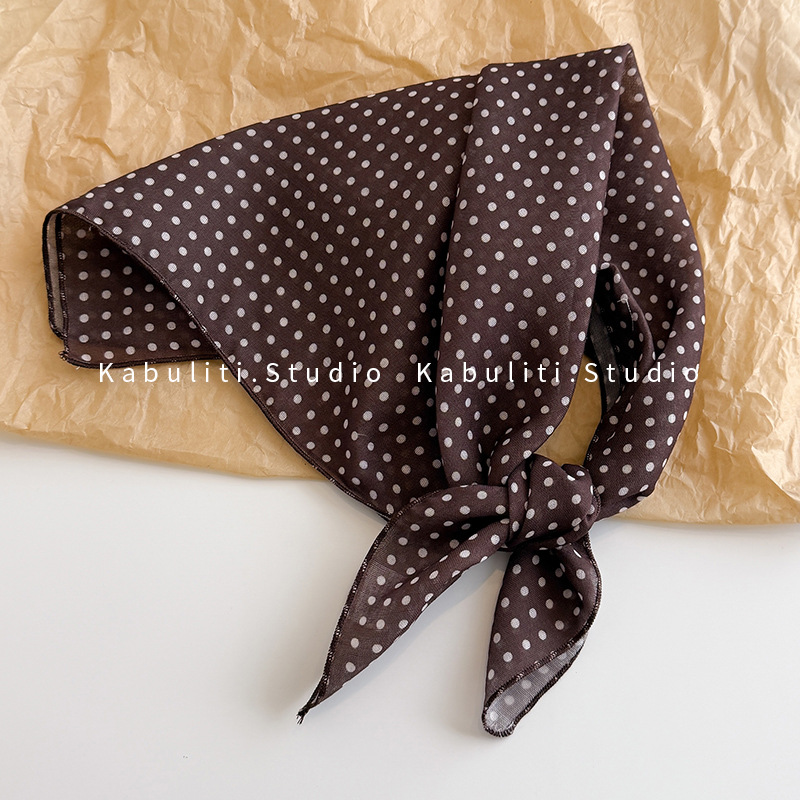 파인 웨이브 도트 58 이미테이션 린넨 다크 커피