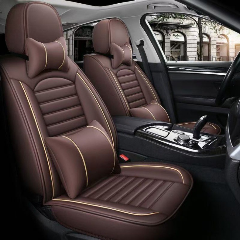 All-Season Universal Seat Cushion, High-End Wear-Resistant Five-Seater Car Seat Cover, Pu Material Full-Surround Seat Cushion Cover, Universal Style