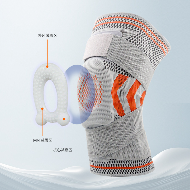 Rodilleras deportivas, correas de soporte de silicona con amortiguación de impactos, rodilleras de compresión para hombres y mujeres, rodilleras de nailon para correr, stock disponible al por mayor transfronterizo image 4