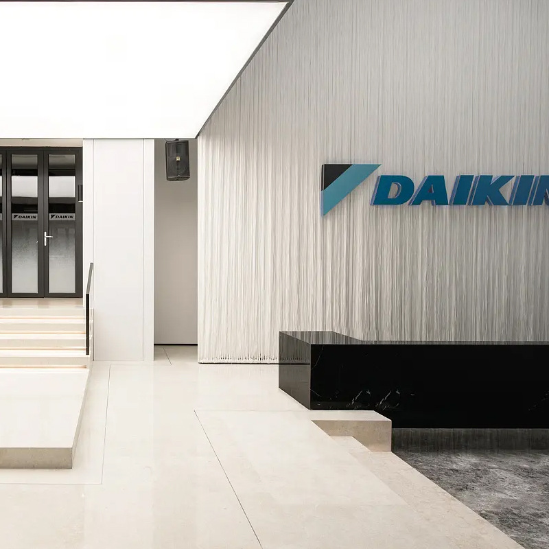 Daikin Appliances brand storefront window display illuminated lettering production: ABS injection mold letter shell, LED acrylic.