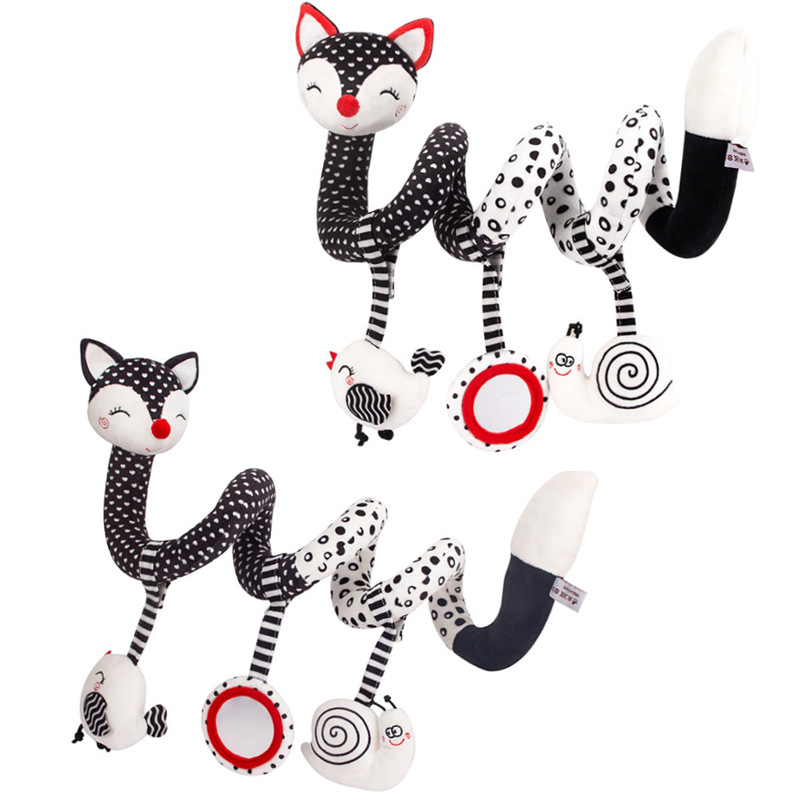 Juguete de educación temprana TOLOLO para cuna, zorro blanco y negro, 0-1 años, sonajero de peluche