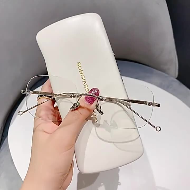 New borderless myopia glasses finished anti-blue light men's and women's fashion with South Korea plain female temperament wholesale New borderless myopia glasses finished anti-blue light men's and women's fashion with South Korea plain female temperament wholesale