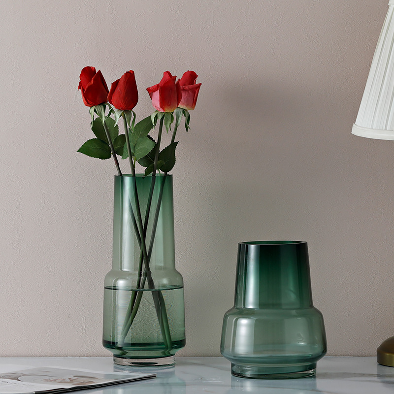 Adornos decorativos de jarrones de cristal para mesa de comedor y sala de estar, arreglos florales, macetas, flores secas de estilo americano, decoración nórdica para el hogar.