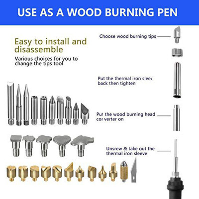 71件套雕刻烙画套装60W恒温调温电烙铁烫画18种彩色笔