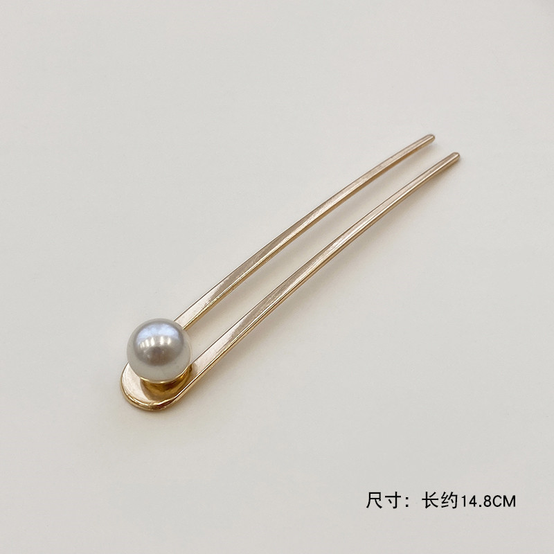 中式珍珠u型发簪高级感发夹女式后脑勺盘发头饰古风发钗簪子发饰|undefined