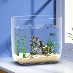 Fish Tank Living Room Small Landscaping Ecological Self-Circulating Lazy Accessible Luxury Acrylic Round Desktop Aquarium Wulingzhi