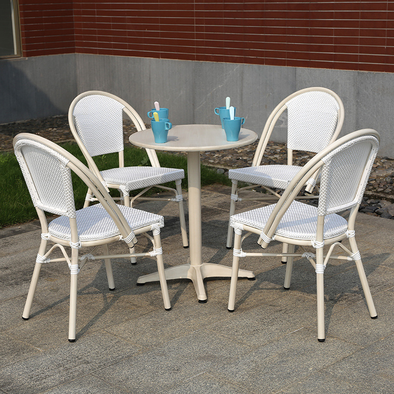 Mesa y silla al aire libre, mesa y silla de comedor, mesa y silla blanca, mesa y silla al aire libre, jardín, patio