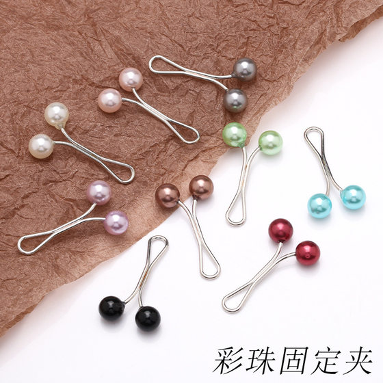 Cross-border Women's Color Pearl U-shaped Clip Fashion Silk Scarf Clip Accessories Headscarf Buckle Neck Clip Gauze Fixing Clip Accessories