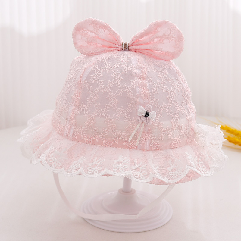 Sombrero para bebés primavera y verano delgado para bebés sombreros de sol de encaje sombrero de pescador de mes pequeño sombrero de sol de estilo extranjero