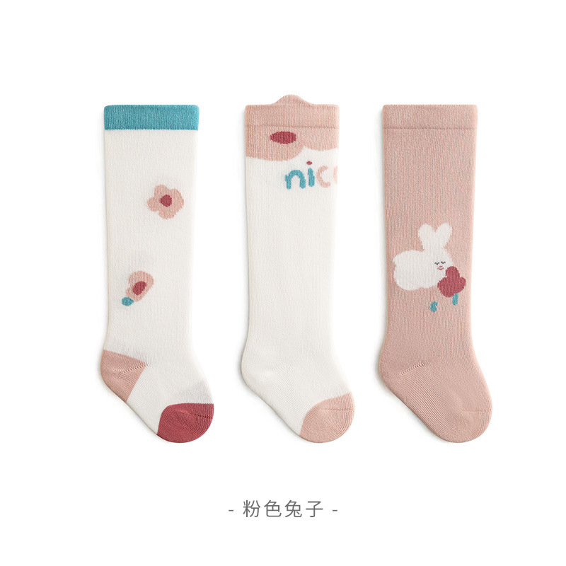Bebé calcetines altos primavera y otoño sin hueso lindo dibujos animados calcetines de bebé sobre la rodilla no piernas apretadas niños y niñas calcetines largos de algodón