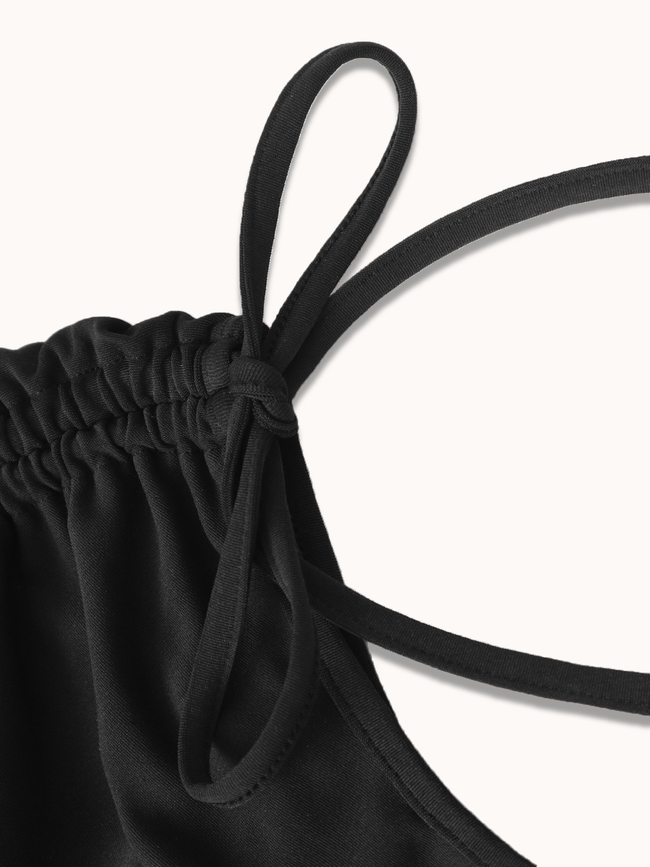 Women Clothing Spring Summer Irregular Asymmetric with Personality Shoulder Strap Drawstring Lace Pleated Cropped Top Women