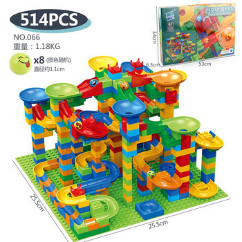 Fuente de la fábrica transfronteriza 504PC variedad carril diapositiva bola bloques de construcción DIY gran bola de partículas diapositiva bloque de construcción Mesa