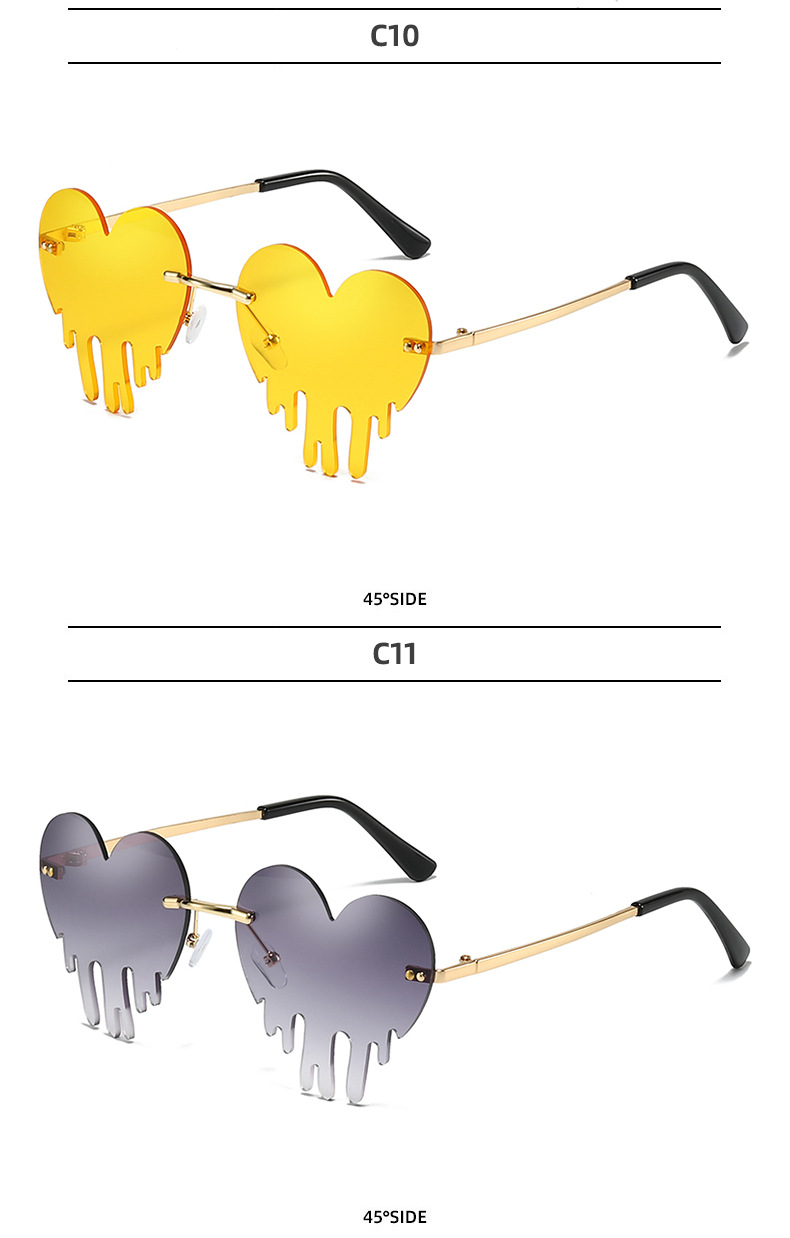 50g Weight Frameless Glasses Structure Sunglasses Classification PC, UV400 Protection Lens Material Special-Shaped Mirror Glasses Style Outdoor, Beach Occasion Heart Shape Pattern All Seasons Season Unisex Gender Novelty, Modern Style Style Novelty Modern Style Heart Shape PC UV400 Protection Special-Shaped Mirror Frameless Women's Sunglasses 11