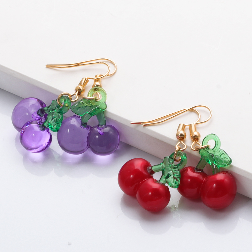 Korean Small Cherry Fruit Earrings Wholesale display picture 1