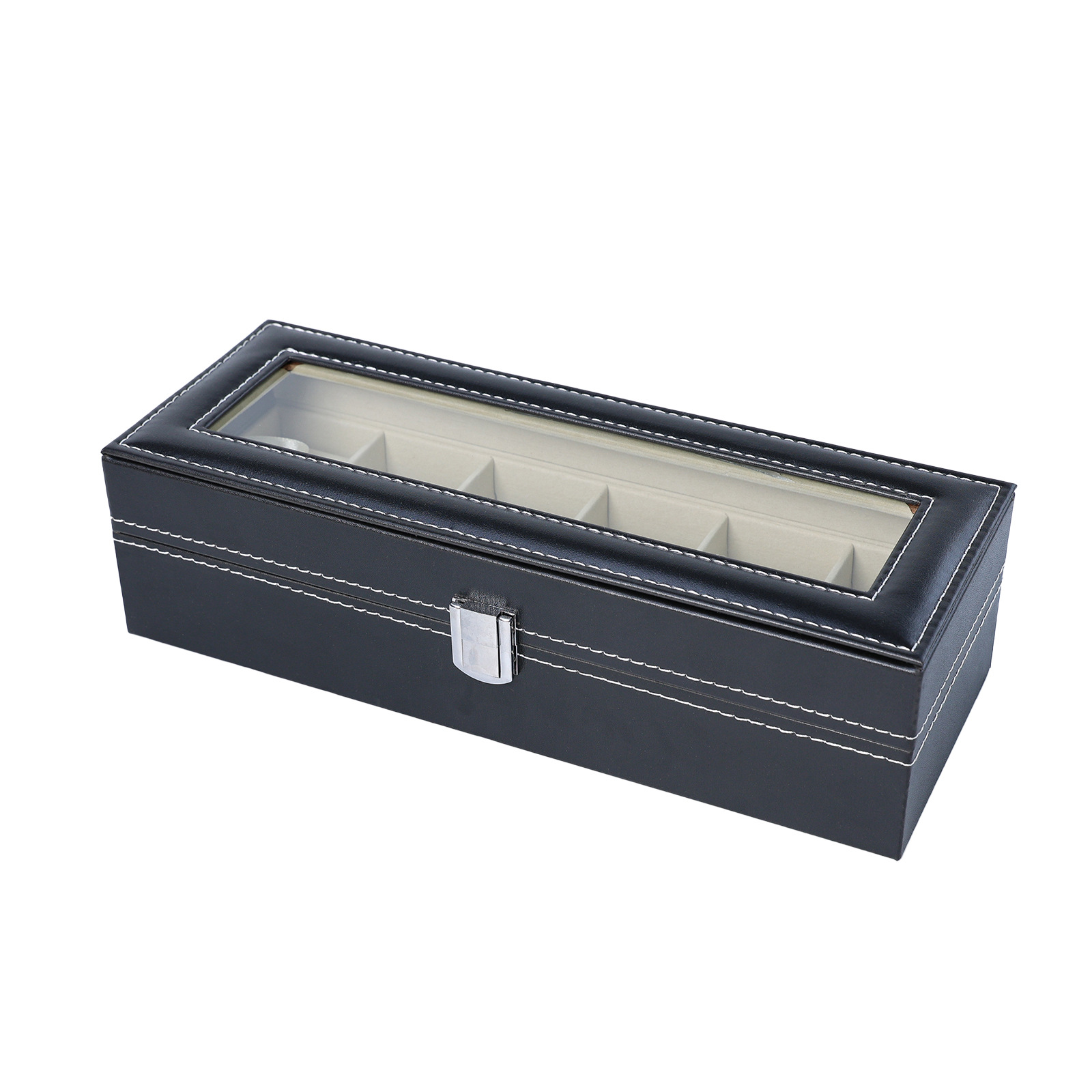 Dejiao pu reloj de cuero bandeja de exhibición en stock reloj caja de almacenamiento contador coche línea artesanía simple y elegante