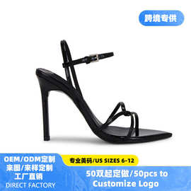 亚马逊跨境专供9cm尖头罗马夏季新款细高跟时装休闲女士细带凉鞋