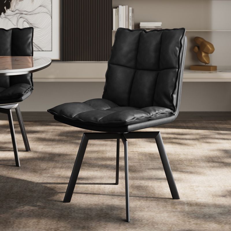 Foshan Italian Minimalist High-End Cat Claw Leather Dining Chair Home Restaurant Rotatable Dining Table Chair Backrest Dressing Chair