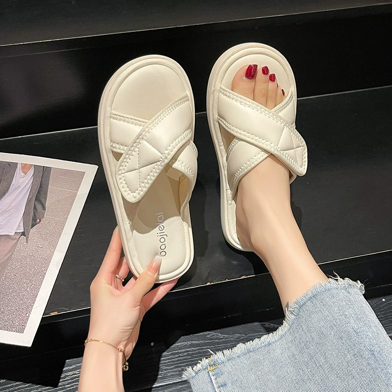 Женские мягкие и упругие тапочки, летняя верхняя обувь для беременных, нескользящие летние сандалии, крутые новые сандалии 2024, лето