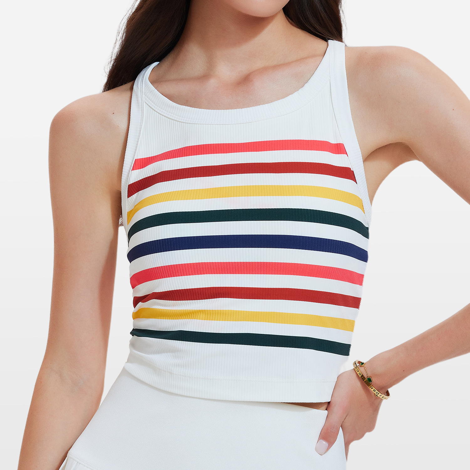 Nuevo sujetador deportivo transfronterizo de alta intensidad a prueba de golpes para mujer, con colores contrastantes y copas fijas, efecto segunda piel, para yoga y uso exterior.