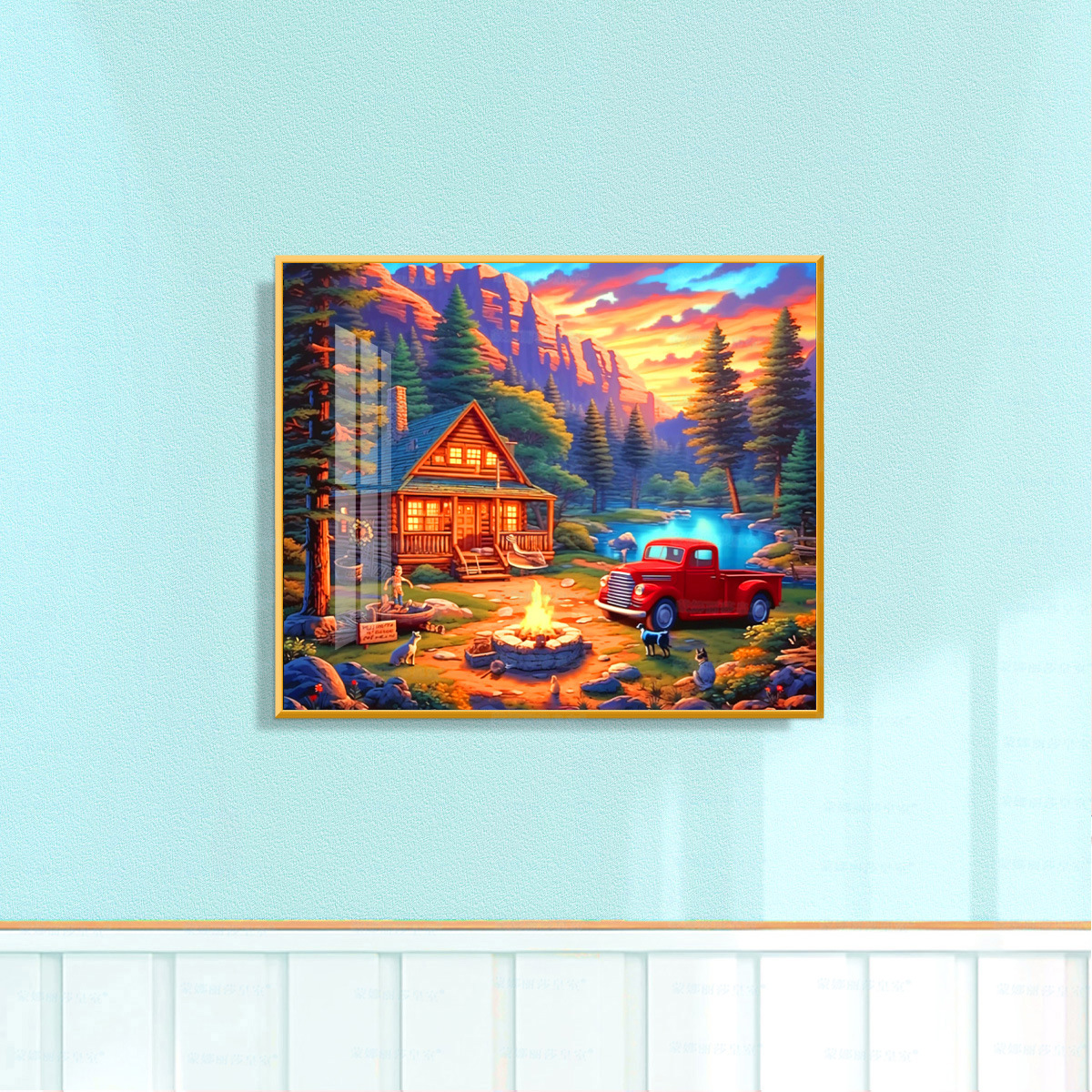 Mona Lisa Real bordado cruzado nuevo estilo europeo paisaje sala de estar comedor pintura decorativa bordada a mano