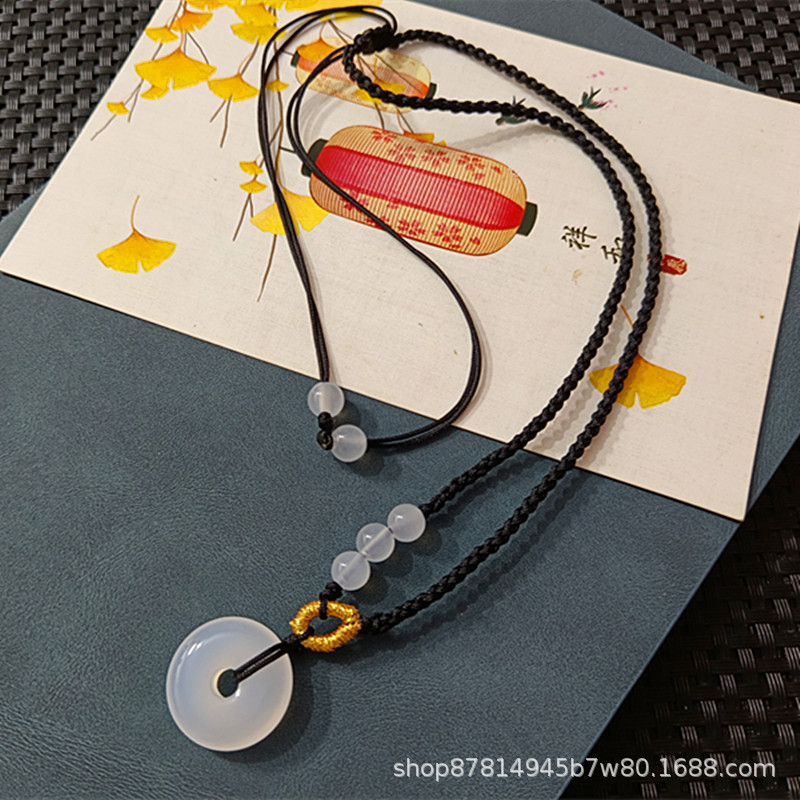 산생 III 화이트 마노 평화 버클 목걸이 (직경 20mm)