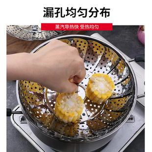 Stainless steel steamer folding steamer steamer multi-function curling retractable steamer fruit plate wholesale