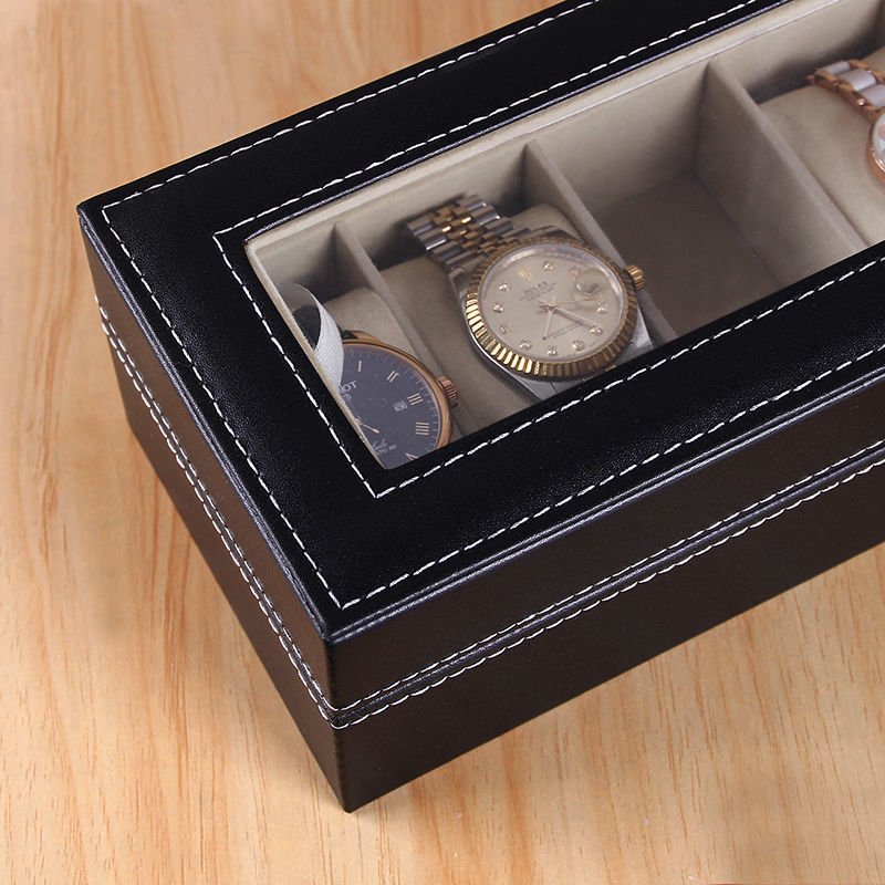 手表收納盒開窗皮革首飾箱包裝整理盒擺地攤手鏈盤架廠家跨境代發